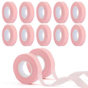 BEVTEE 12 Rolls Lash Tape, Self-Adhesive Eyelash Tape for Eyelash Extensions, Soft and Breathable Micropore Eyelash Extension Tape Supplies for Lash Clusters Eyeshadow Makeup, 9m/10yard Pink