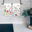 TAJWE Spring Kitchen Towels 18x26 Inch Set of 2 Watercolor Anemone Flower Butterfly Dish Towels Farmhouse Summer Holiday Wild Floral Absorbent Decorative Hand Towels for Kitchen Bathroom Decoration