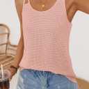 MEROKEETY Women's Summer Tank Top Casual Beach Vacation Sleeveless Spaghetti Strap Waffle Camisole Shirt (Pink, XL)