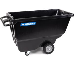 Tilt Truck, 1/2 Cu. Yd. Capacity Dump Cart with Heavy Duty 12 Wheels & 5 Casters for Handling, Transporting on Construction Jobsites, 750 lbs, Trash Cart with Wheels DUC12A, Black, PE