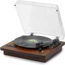 Vinyl Record Player with Bluetooth Input/Output, FM Radio, USB/SD Play&Recording, 3 Speed Turntable with Built-in Speakers, RCA Output, AUX in, Earphone Jack