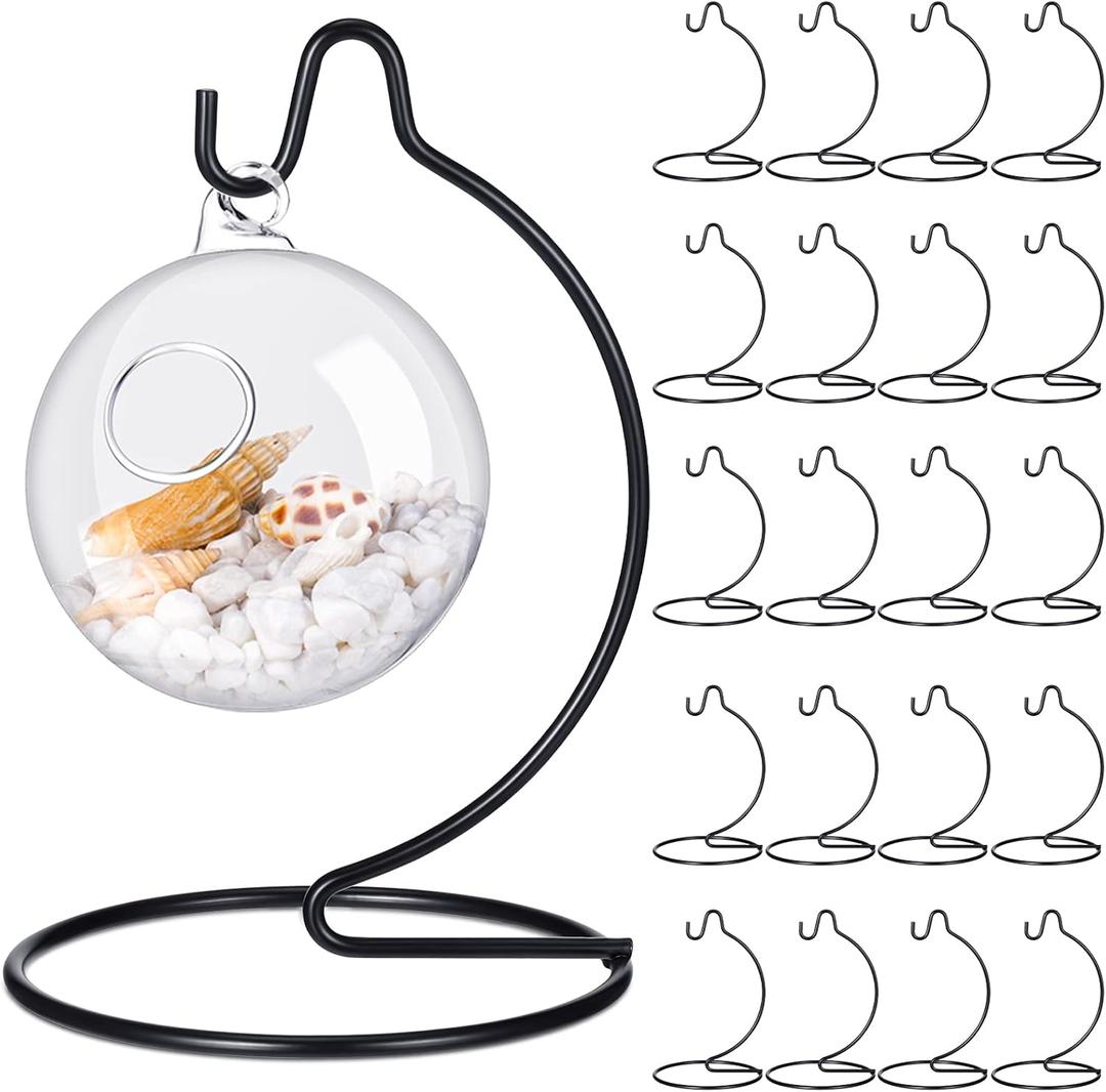Tatuo 20 Pcs Ornament Display Stand Christmas Holder Hanger Stands Glass Ball Ornament Holder Metal Iron Hanging Hanger for Display Terrarium Air Plant Home Party Decoration