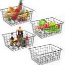 Wire Baskets for Organizing Household 4 Pack Pantry Baskets For Storage Pantry Wire Black Metal Storage Bins