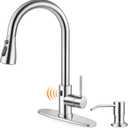 Touchless Kitchen Faucet with Soap Dispenser Brushed Nickel Stainless Steel Sink Faucet with Pull Down Sprayer for Kitchen Farmhouse RV