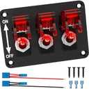 RVBOATPAT Toggle Switch 12V 3 Gang Universal Toggle Switch Panel DC 12V 20A LED Indicator Rocker Switch Aircraft Safety Cover for Boat Auto Racing Car