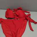 RELLECIGA Women Push Up Bikini Set Knot Front Underwire Swimsuits Low-Rise Bathing Suit (Red, M)