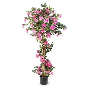 5FT Artificial Bougainvillea Tree – Faux Silk Pink Bougainvillea Plant with Pot for Indoor Outdoor Decor, Tall Fake Tropical Tree for Home, Office, Patio, Balcony, Wedding Decoration