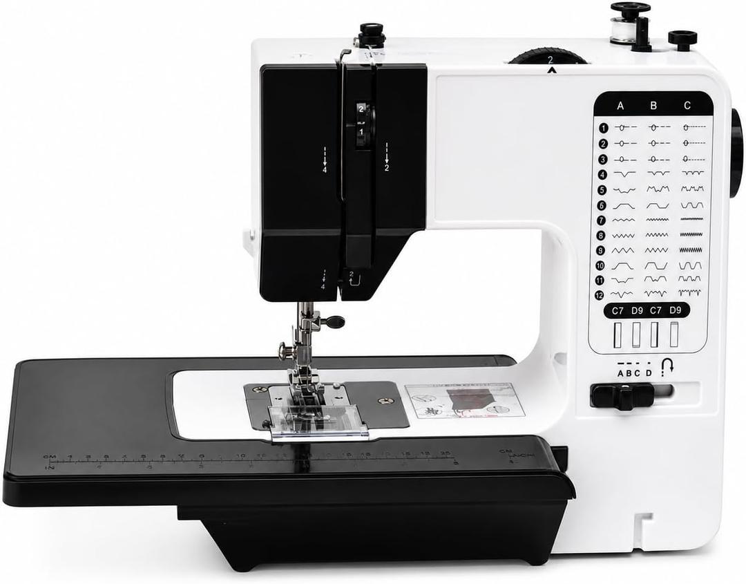 Beginner Sewing Machine with Extension Table,38 Built-in Stitches with Foot Pedal,2-Speed Control,Electric Portable Sewing Machine for Home Travel Use and Sewing Enthusiasts,LED Light(Black)