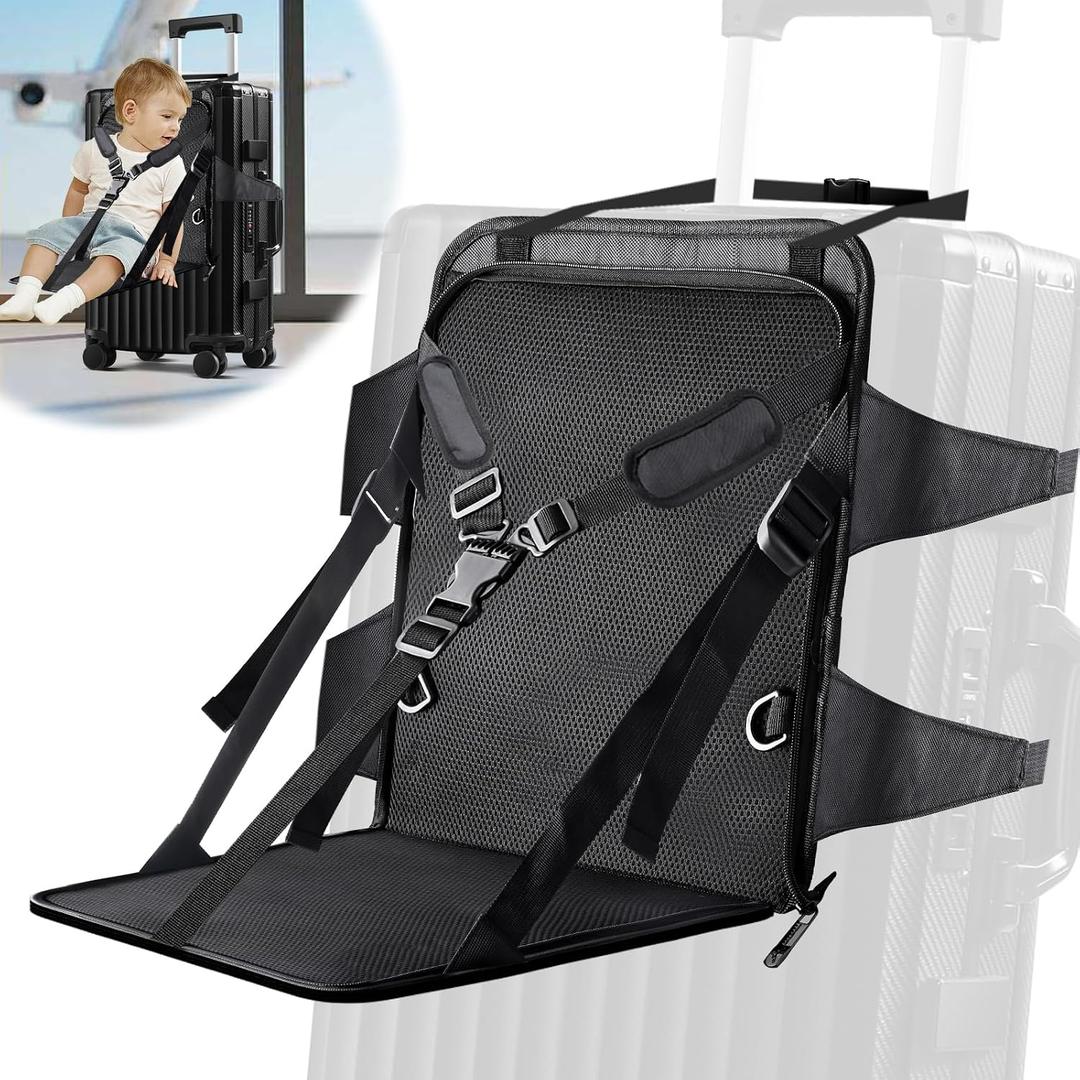 zxbaers Upgraded Kids Travel Seat, Portable Luggage Seat for Toddler Kids Ride on Suitcase with Seat Belt, Carry On Suitcase with Baby Seat, Free Parents' Hands Made Travel Easier