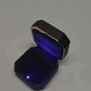 Luxury Ring Box, Square Velvet Wedding Ring Case Jewelry Gift Box with LED Light for Proposal Engagement Wedding, Black