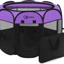 Dog Cat Playpen, Puppy Pet Playpen, Small Dogs Tent Crates Cage Indoor/Outdoor, Portable Pop Up Dog Kennel Playpen with Carrying Case for Dogs/Cats/Rabbits, Removable Zipper Top, Purple