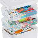 3-Layer Plastic Craft Organizers and Storage Box with Removable Trays, Storage Containers with lids and Handle, Art Supply Storage Organizer for Organizing Bead, Sewing, Tool