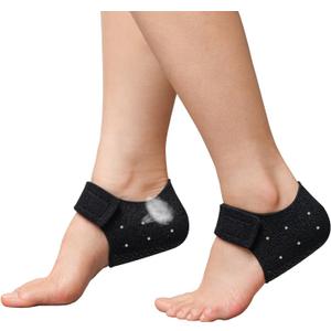 Plantar Fasciitis Heel Protectors Cups - 2 Pcs Gel Heel Cups for Heel Pain Relief, Adjustable Heel Cushion Inserts for Women & Men, Heel Pads for Walking, Sports, Yoga, Home Use (Black, M)