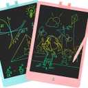 10 Inch LCD Writing Tablet Colorful Writing Board for Kids Learning Drawing Pad Educational Toy Gift for Toddlers(Pink+Blue) (C1BP)