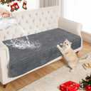 NAISI Couch Covers for Dogs Waterproof Flannel Striped Sofa Cover Pet Friendly Washable Dog Mat for Couch Anti Slip Sectional Sofa Slipcover Protector(1pc/35"x 63",Dark Grey)