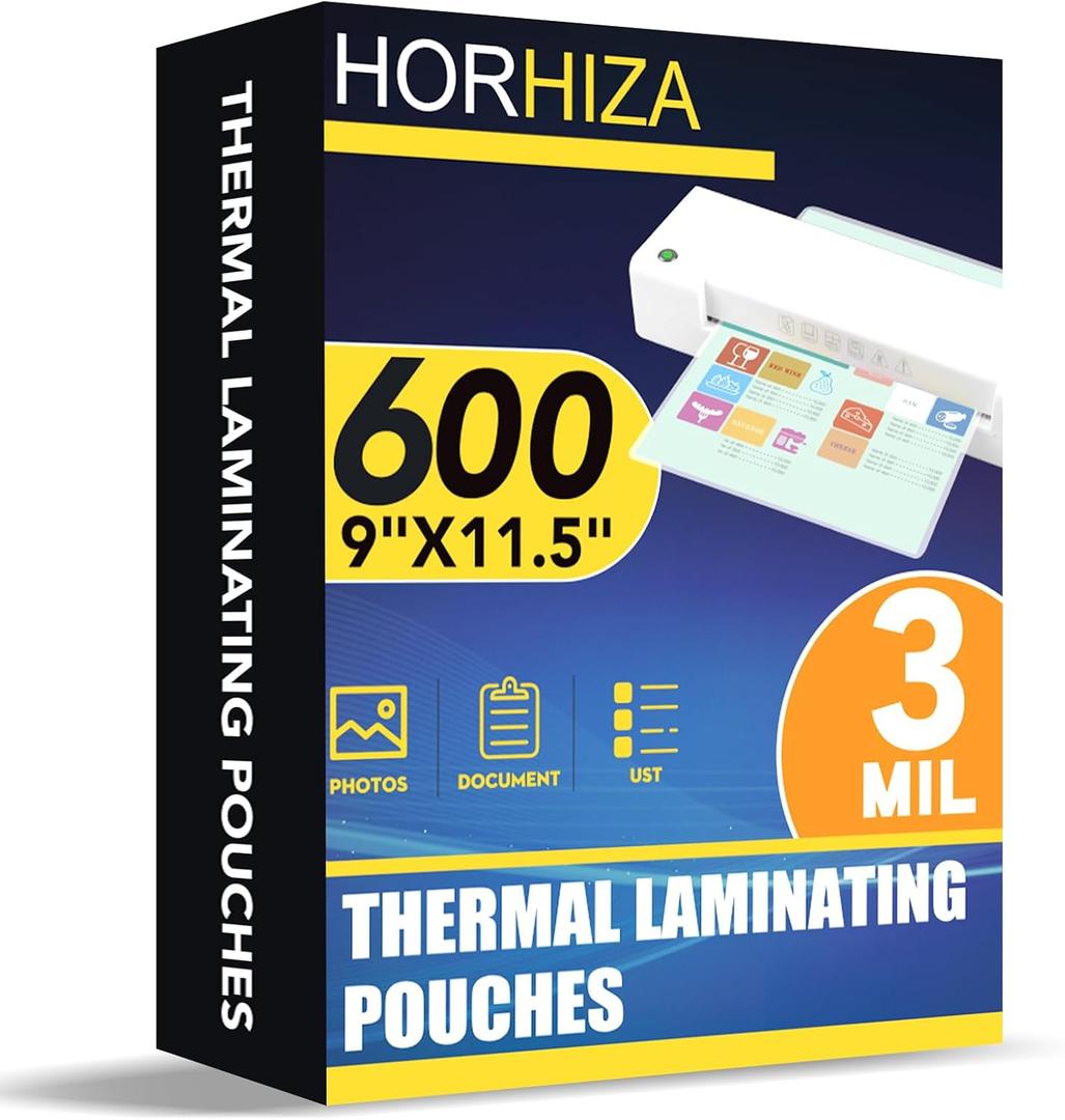 600 Pack 3 Mil Laminating Sheets, Holds 8.5 x 11 Inch Sheets,9 x 11.5 Inches Thermal Laminating Pouches for Laminator, Clear, Letter Size, Office and School Supplies