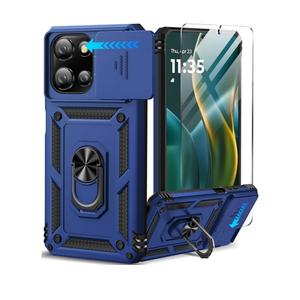 Taisairu for Motorola Moto G 2025/G 2026/G Play 2026 Case with Screen Protector & Slide Camera Lens Cover, Built-in Ring Stand Case for Moto G 2026/G 2025/G Play 2026 (Blue)