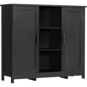 Iwell Storage Cabinet with 2 Doors and 4 Storage Shelves, Bathroom Cabinet, Cupboard for Living Room, Home Office, Entryway, Color: 3 Shelves, Black, 
Product Dimensions	11.8"D x 35.4"W x 31.7"H