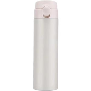 Vacuum Insulated Bottle Thermal Water Bottle Travel Coffee Mug with Safety Buckle Lid Stainless Steel Leak Proof Tumbler Water Flask 15.2 Oz/450ml(White)