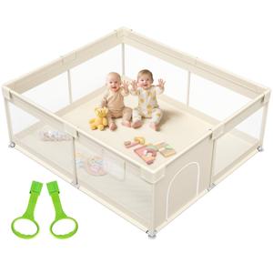 Mloong Large Baby Playpen for Toddler - 6959in Babies Play Pen Playard Active Center Beige