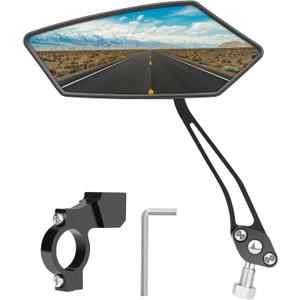 Diyife Bike Mirror, HD Wide Angle Large Handlebar Rearview Mirror, Blast-Resistant 360Adjustable Bicycle Rear View Mirror Accessories for Mountain Road Bike Moto (Left)