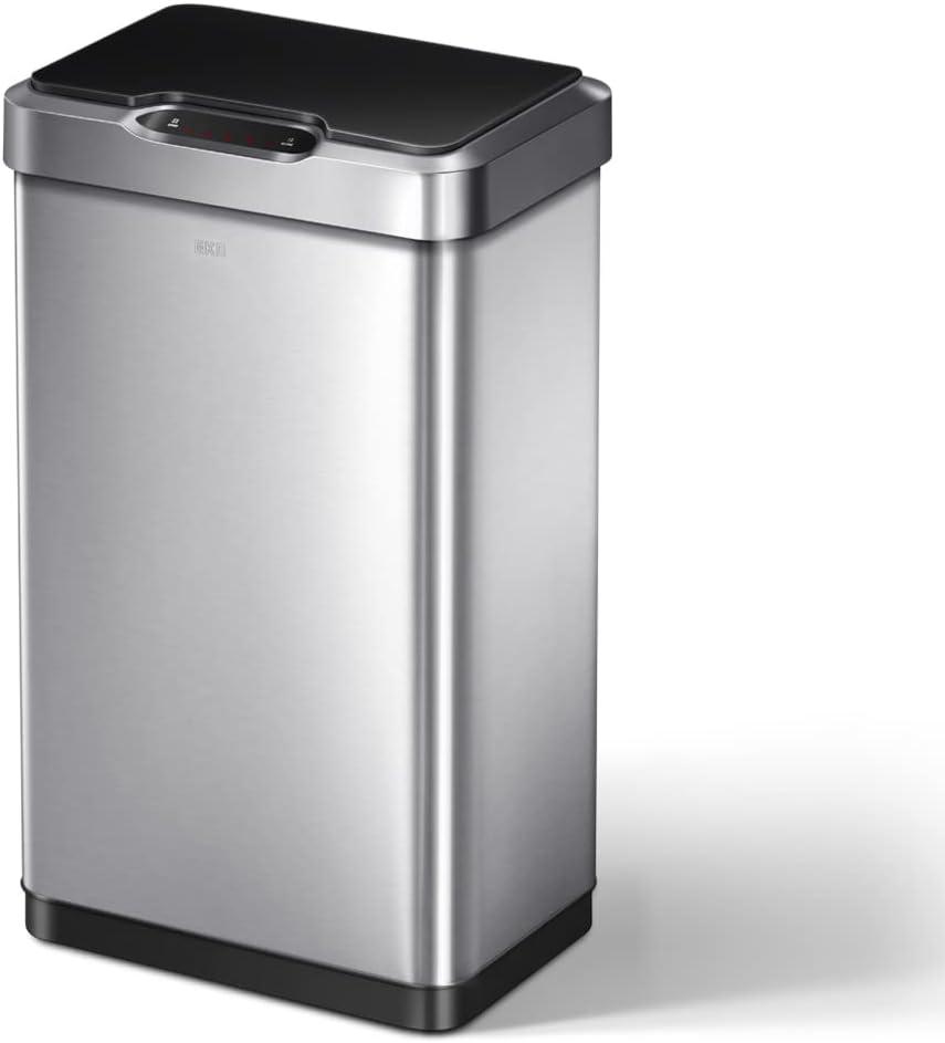 EKO Mirage-T Motion Sensor Kitchen Trash Can 50L / 13.2 Gallon – Automatic Touchless Stainless Steel Garbage Can with Soft Close Lid for Modern Kitchen, Home, Office, Garage