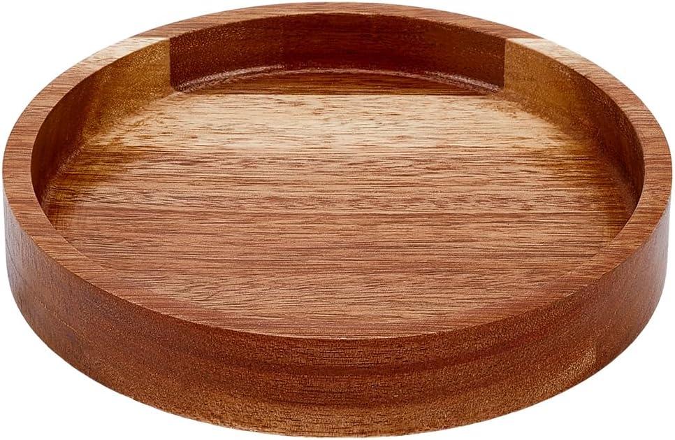 MAYJOYDIY 5.9 Inch Round Wood Serving Tray Acacia Wood Decorative Serving Platter Small Charcuterie Board Solid Trays for Cookie Dessert Party Food Kitchen Platter Tray Cheese Board