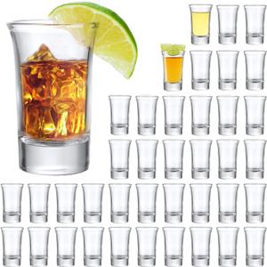 Encheng 40 Pack Shot Glasses Bulk Set,1.5 oz Whiskey Shot Glass with Heavy Base, Clear Glass Shot Cups for Whiskey, Vodka, Tequila, Liquor, Spirit, Home Bar, Restaurants