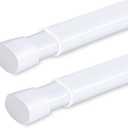 2 Pack Tension Rod Oval Spring Tension Curtain Rod Adjustable 36 to 60 Inches Small Short White Tension Rods No Drilling Spring Loaded Curtain Rods For Doors and Windows, 36-60 Inch, White