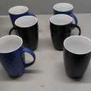 AmorArc Large Coffee Mugs Set of 6, 20oz Ceramic Tall Coffee Mugs Set with Textured Geometric Patterns for Latte/Tea/Beer/Hot Cocoa, Dishwasher & Microwave Safe, Multi (Black&Blue)