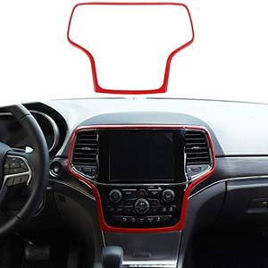 Hoolcar Interior Accessories ABS Central Control Navigation Frame Cover for 2014-2020 Jeep Grand Cherokee, Red