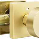 Goldenwarm Gold Door Knob Interior, Zinc Alloy Square Ball Brushed Gold Privacy Door Knob for Bedroom, Bathroom,Heavy Duty Interior Door Knobs Bulk - Modern & Stylish(1 Pack)