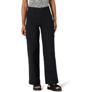 Amazon Essentials Women's High-Rise Relaxed-Fit Full-Length Cargo Pants (12, Black)