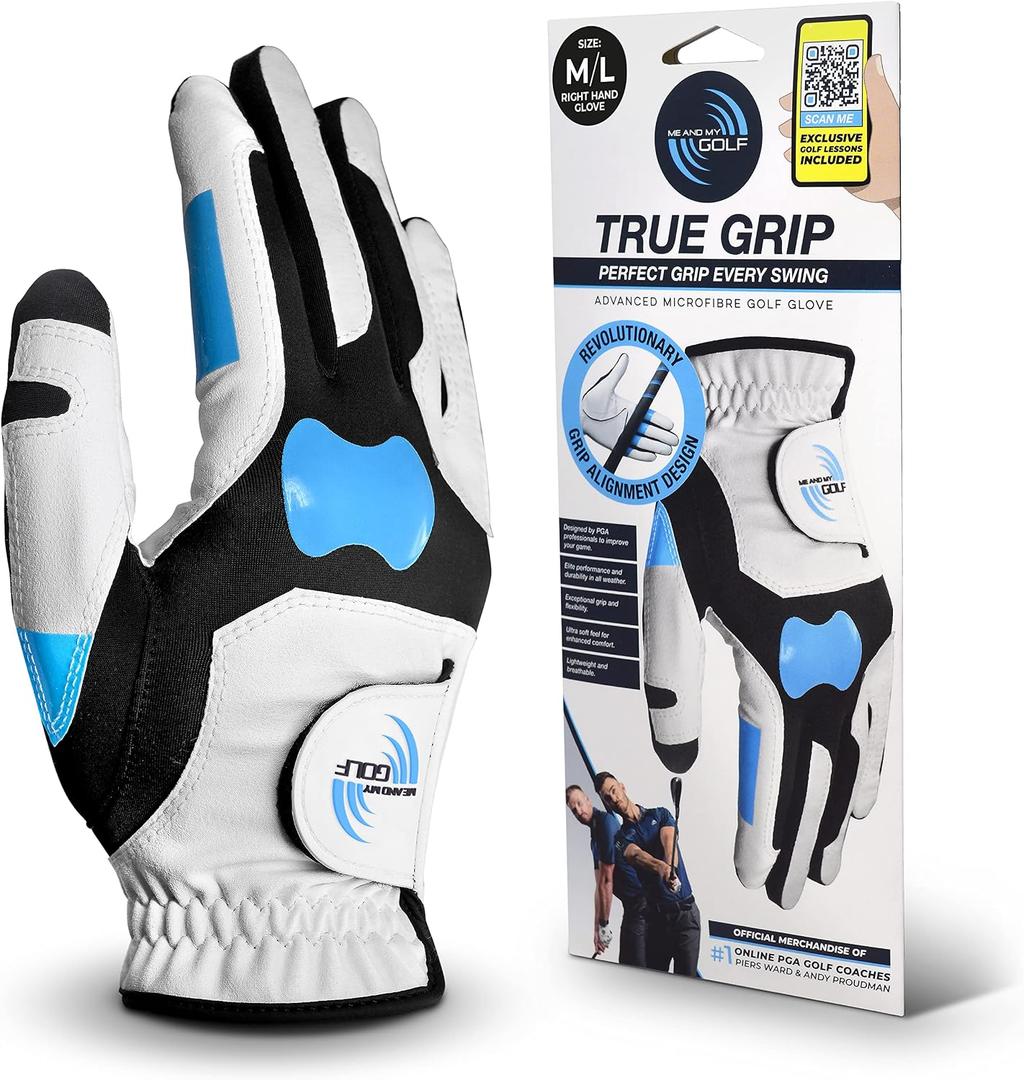 ME AND MY GOLF True Grip Training Golf Glove - Perfect Grip Every Swing, Includes Instructional Training Videos, Fix Your Slice and Improve Your Grip, Golf Gloves Men