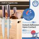 XYJ Utensil Holder with Magnets, 3-Compartment Organizer for Kitchen Tools, Spoons, Spatulas, Magnetic Knife & Metal Accessory Storage, Countertop Caddy, Wood Container without Knives & Cookware Tools