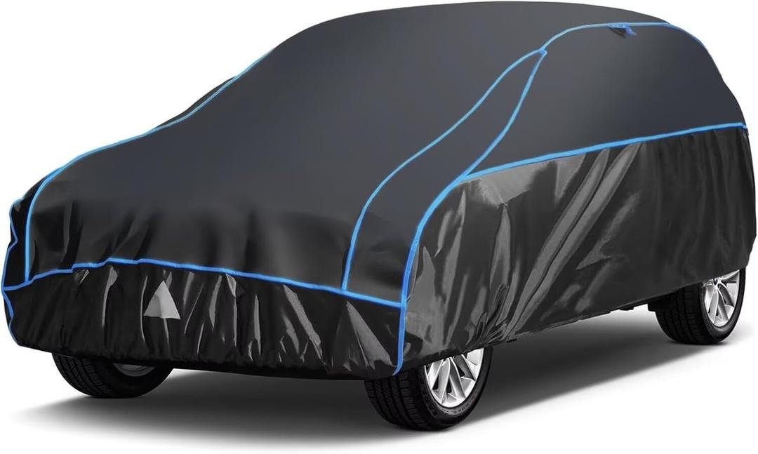 Hail Protector Car Cover for SUV, Anti Hail Car Covers Thick Multi-Layered EVA Outdoor, Hail Proof Car Cover All Weather, Hail Protection Padded Fit SUV Jeep (Length 191 to 201 inch) (Black Blue)