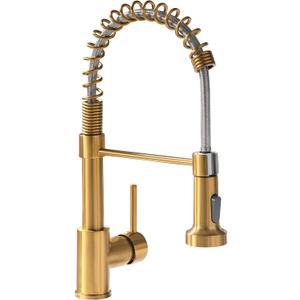 GIMILI Kitchen Faucet with Pull Down Sprayer Single Hole Stainless Steel Sink Faucet, Suitable for Farmhouses, RV, Laundry Room, Outdoor, and Campers. Llave para fregadero de cocina Brushed Gold