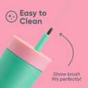 Owala Kids Insulation Stainless Steel Tumbler with Spill Resistant Flexible Straw, Easy to Clean, Kids Water Bottle, Great for Travel, Dishwasher Safe, 12 Oz, Pink and Teal (Real Cool Fish)
