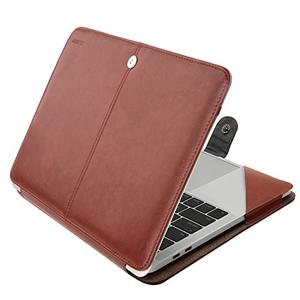 MOSISO Case Compatible with MacBook Air 13.6 inch M4 M3 M2 2025-2022 /Air 13 M1 2022-2018 /Pro 13 inch M2 M1 2025-2016, PU Leather Portfolio Protective Stand Cover, Brown