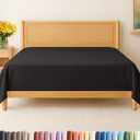 Twin Size Flat Sheet - Hotel Quality Top Flat Bed Sheet Only - Ultra-Soft, Comfy, Breathable & Cooling - Fade & Wrinkle Free - Easy-Care, Stain & Shrink Resistant Bedding - Easy-Fit & Oeko-Tex - Black