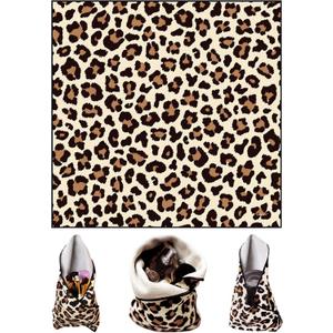 Self-Adhesive Magic Cloth Leopard Makeup Bag & Camera Lens Protective Wrap | Reusable Portable Cosmetic Pouch | Scratch-Resistant Travel Organizer, Gifts for Women Girls(19.7"x19.7")