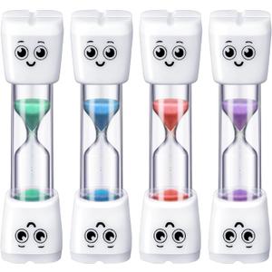 Weewooday 4 Pieces Toothbrush Timer 2 Minute Sand Timer Smile Pattern Tooth Brushing for Proper Tooth Brushing Oral Hygiene(Purple, Green,Pink, Blue)