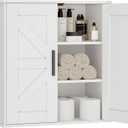 Homleke Bathroom Wall Cabinet, Over Toilet Storage Cabinet with Barn Doors and Adjustable Shelves, 3-Tier Medicine Cabinet Wall Mounted, for Bathroom, Kitchen, Entryway, Laundry Room, White, (11.8" D)