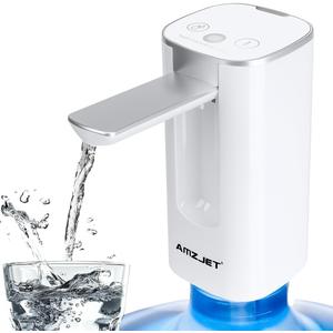 Water Dispenser for 5 Gallon Bottle with Digital Display, 4 Dispense Modes, Portable USB Charging Electric Water Pump, Foldable Spout, Food-Grade Water Jug Pump for Home, Office, RV, Campin(White)