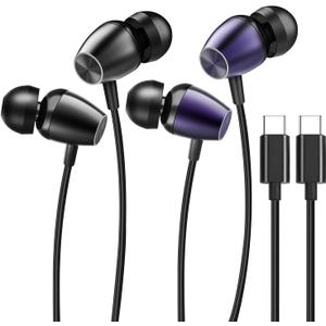 USB-C Wired Headphones for iPhone 17 16 15 Pro Max 16e, Earphones USB Type C Earbuds, USBC Ear Buds with Mic Volume Control HiFi Stereo Noise Cancelling for iPhone 16 15 Plus 17 Air - 2Pack