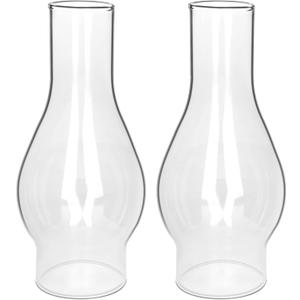 Oil Lamp Chimney Replacement  2 1/8 Inch Base x 6.5 Inch Height Clear Glass Globe for Vintage Kerosene Lamps, Hurricane Lamp Shade & Parts2 Pack
