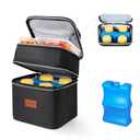 PIIOSER Breast Milk Storage Cooler Bag with Ice Pack, Fits 4 Baby Bottles Up to 5 Ounce, Small Insulated Breastmilk Cooler Travel Bag with Handle Buckle for Nursing & Working Mom Daycare (Black-XS)