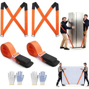 Moving Straps, 2-Person Lifting and Moving System Furniture Lifting Straps, Easily and Safely Move Appliances Mattresses Luggage Strap Heavy Objects up to 800lbs Shoulder Belt Moving Supplies (Medium, orange)