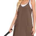 Women Tennis Workout Romper Mini Dress Summer Sleeveless Spaghetti Strap Athletic Sports Dress with Shorts (S)