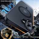 3 x Magnetic for iPhone 16 Case, [Compatible with MagSafe][Military-Grade Drop Protection][Anti-Yellowing] Shockproof Protective Translucent Matte Cover for iPhone 16 Phone Case,Black